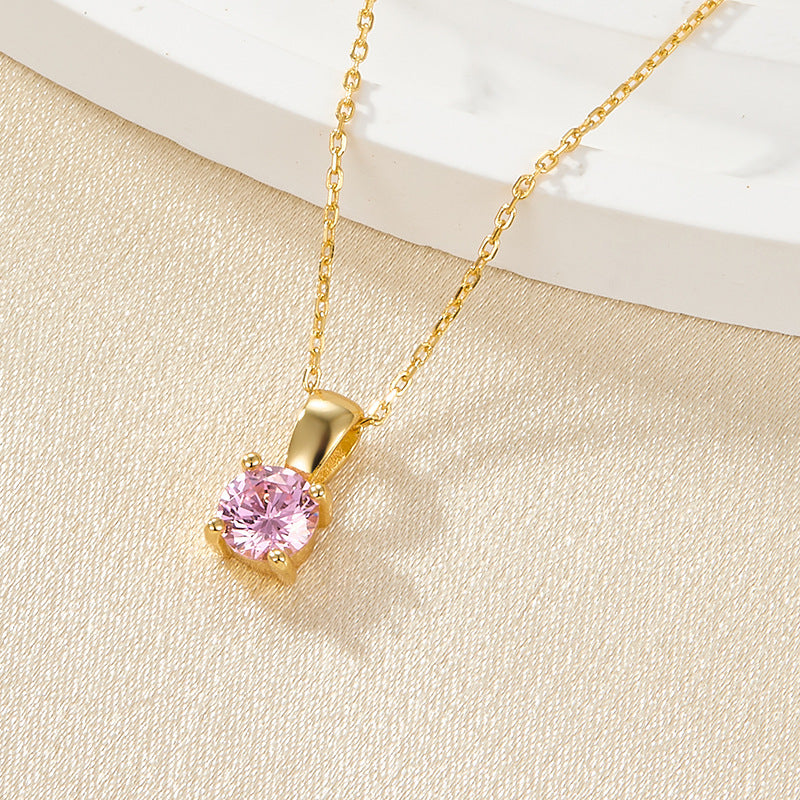 December Birthstone Necklace - 925 Sterling Silver Minimalist Zircon Jewelry