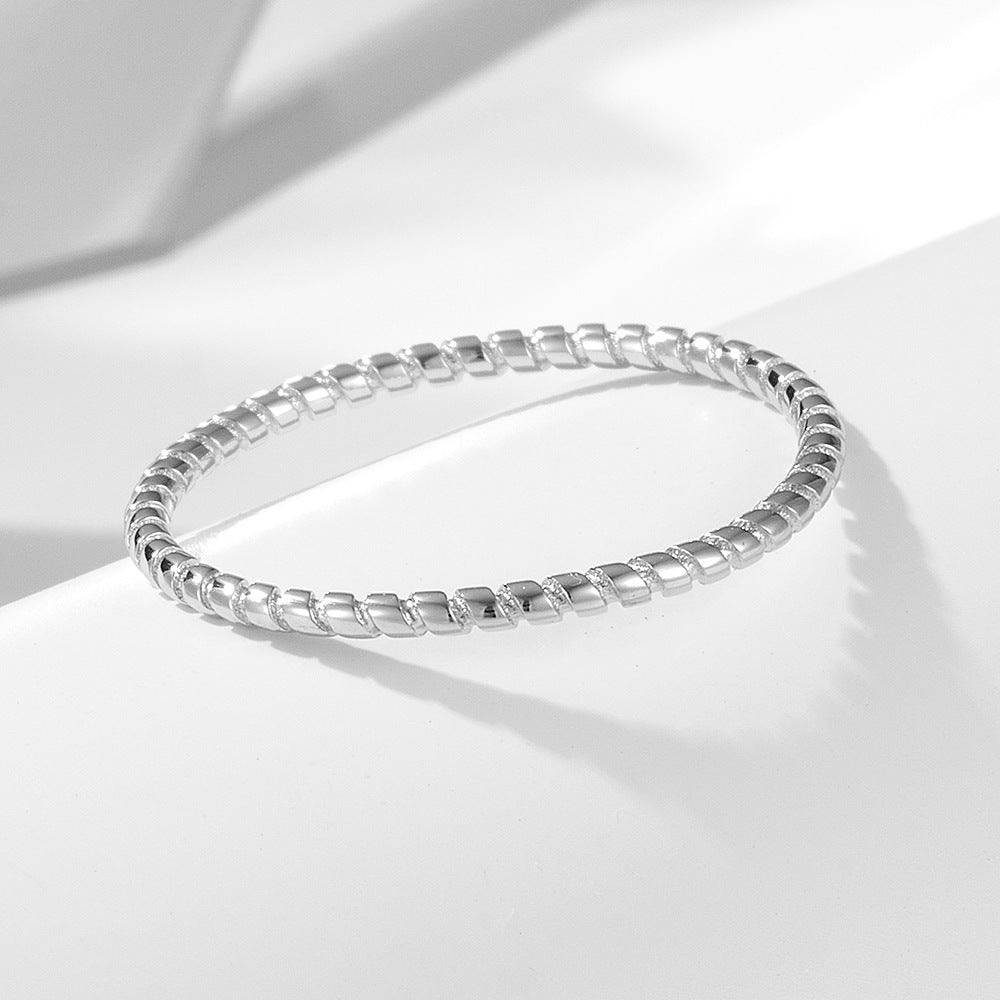 925 Sterling Silver Twisted Rope Band Ring, Minimalist Stackable Jewelry