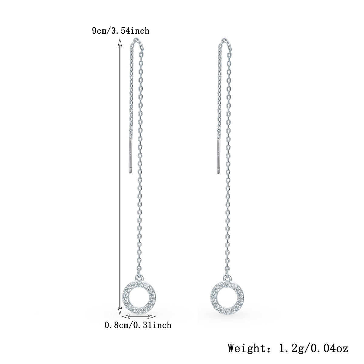 Circle Ear Threads - Sterling Silver Minimalist Commuter Earrings