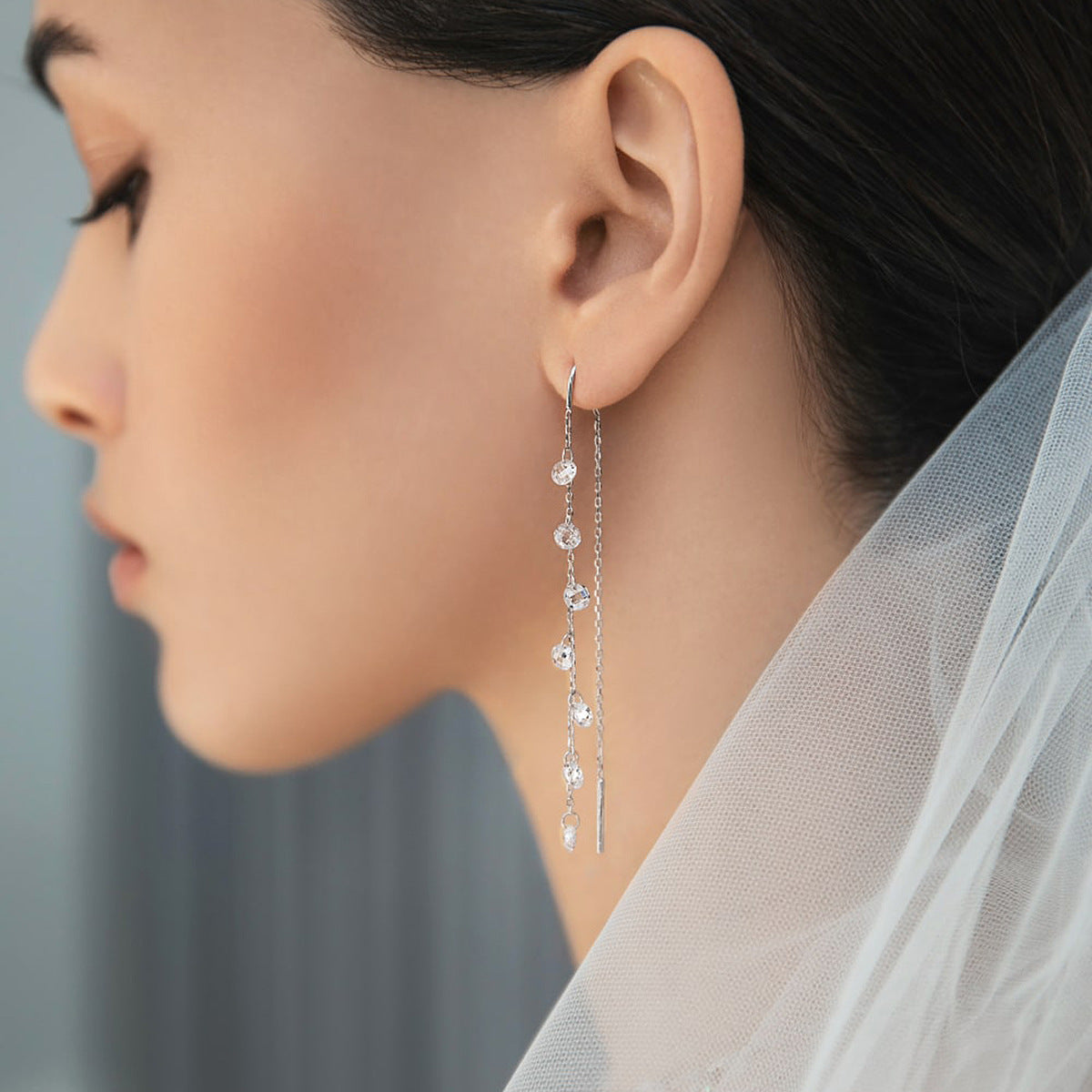 Teardrop Zircon Necklace - 925 Silver Minimalist Niche Choker Wholesale