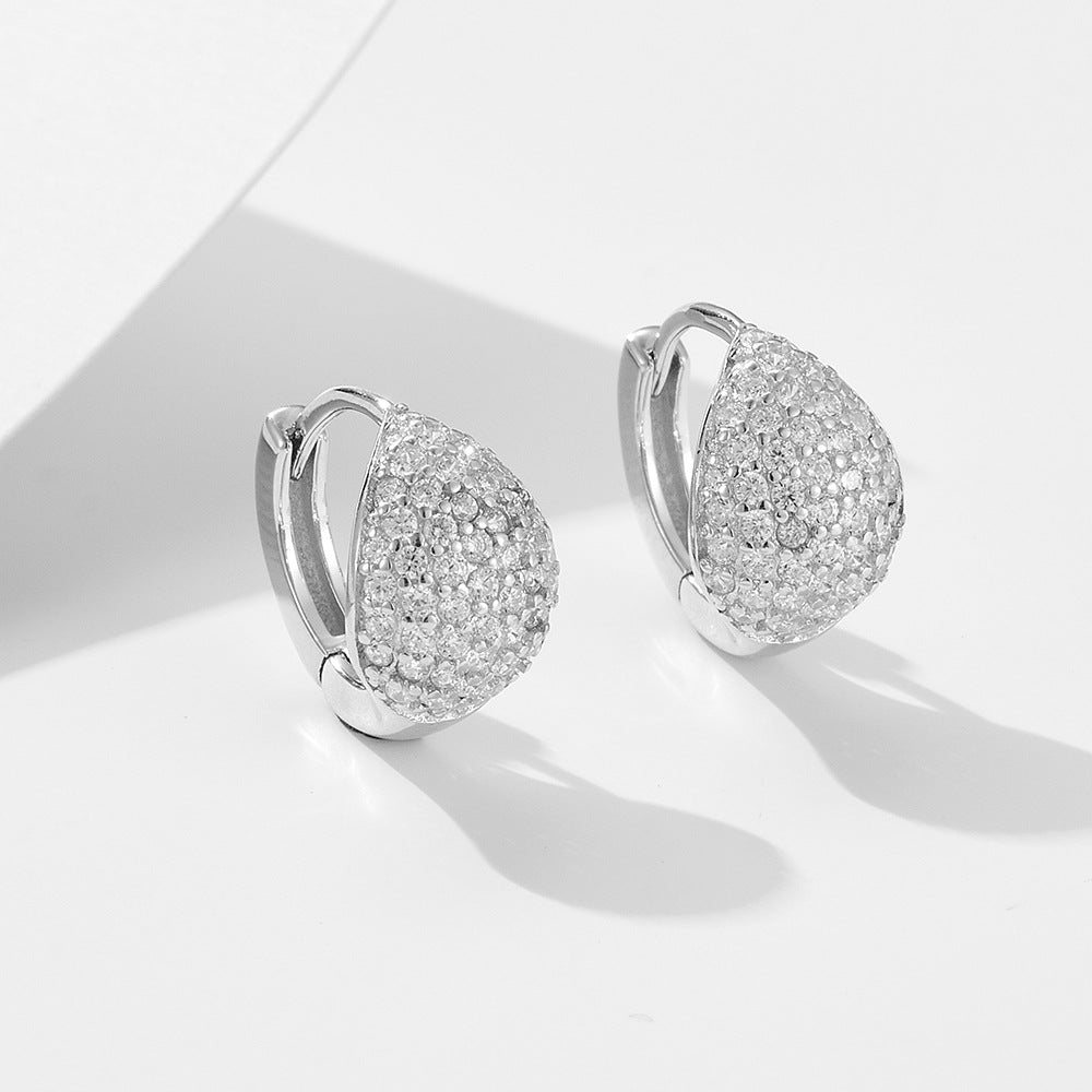 925 Sterling Silver Small Hoop Earrings, Full Pave Zirconia Huggie Hoops for Women, Luxury Geometric Round Ear Buckles, Hypoallergenic Fine Jewelry