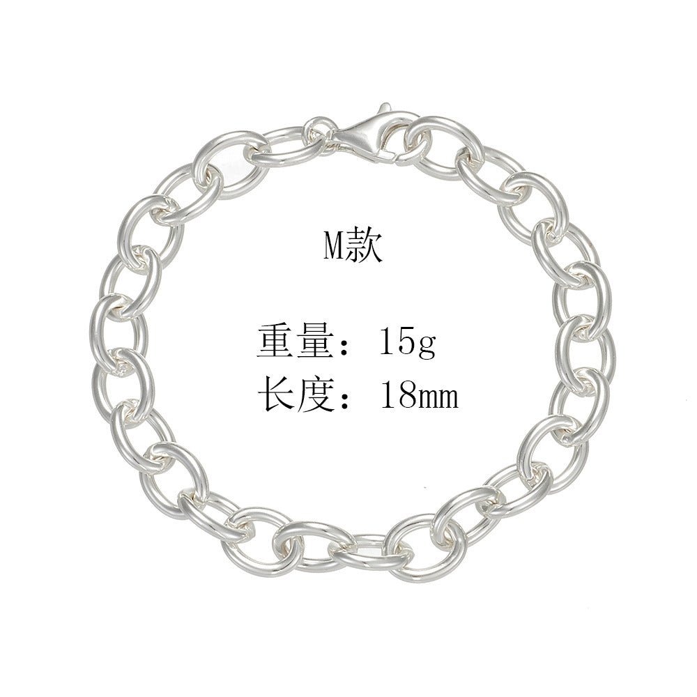 925 Sterling Silver Heavy-Duty Chunky Circle Bracelet, Minimalist High-End Jewelry
