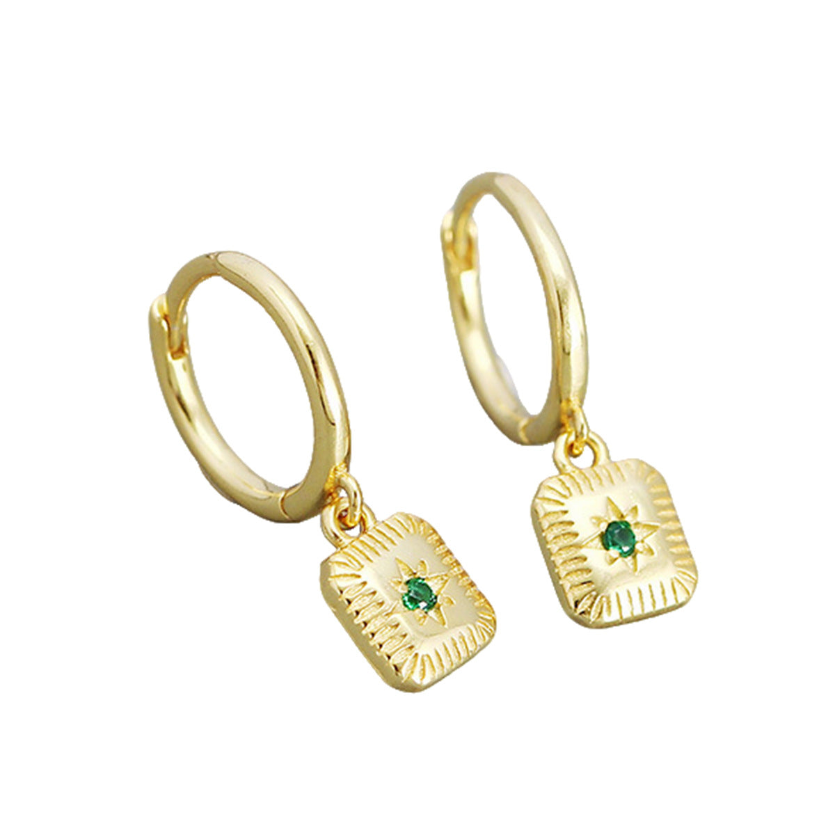 Square Zircon Hoop Earrings - S925 Silver Niche Minimalist Jewelry