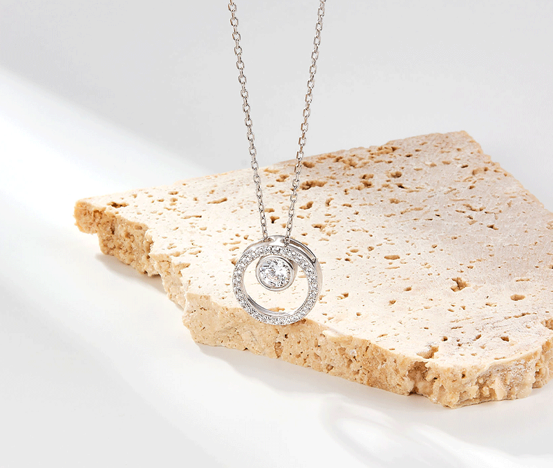 Zircon Circle Necklace - S925 Sterling Silver Versatile Beaded Collarbone Chain