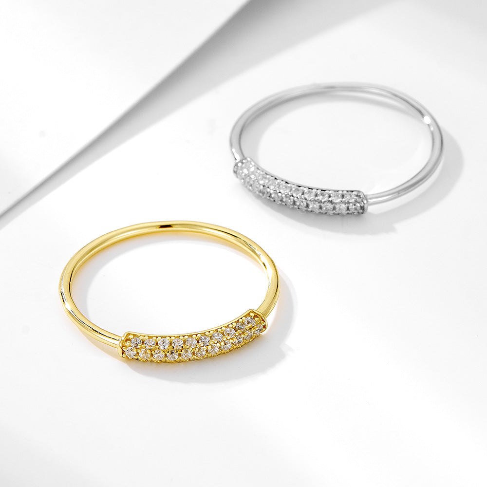 S925 Silver Modern Sparkling Band Ring - Versatile Ins Style Index Finger Jewelry