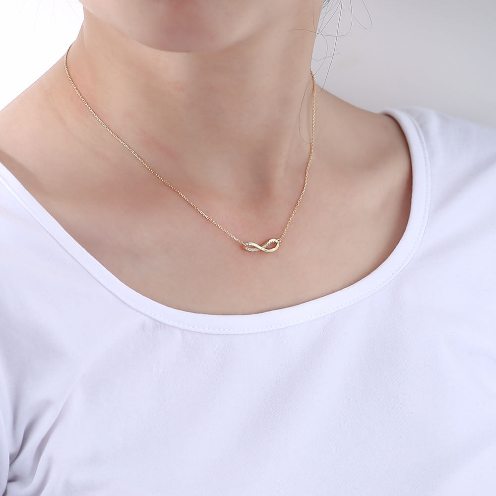 Sterling Silver Sparkling Mobius Ribbon Pendant for Women, Sleek Aesthetic Accessories