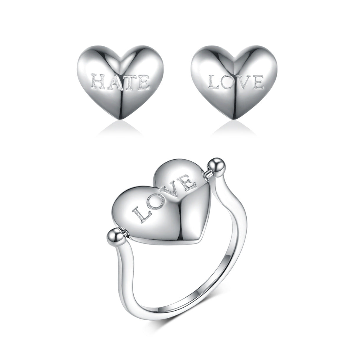 Double Sided Heart Ring - 925 Silver Flip Love Minimalist Jewelry