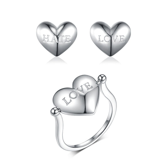 Double Sided Heart Ring - 925 Silver Flip Love Minimalist Jewelry