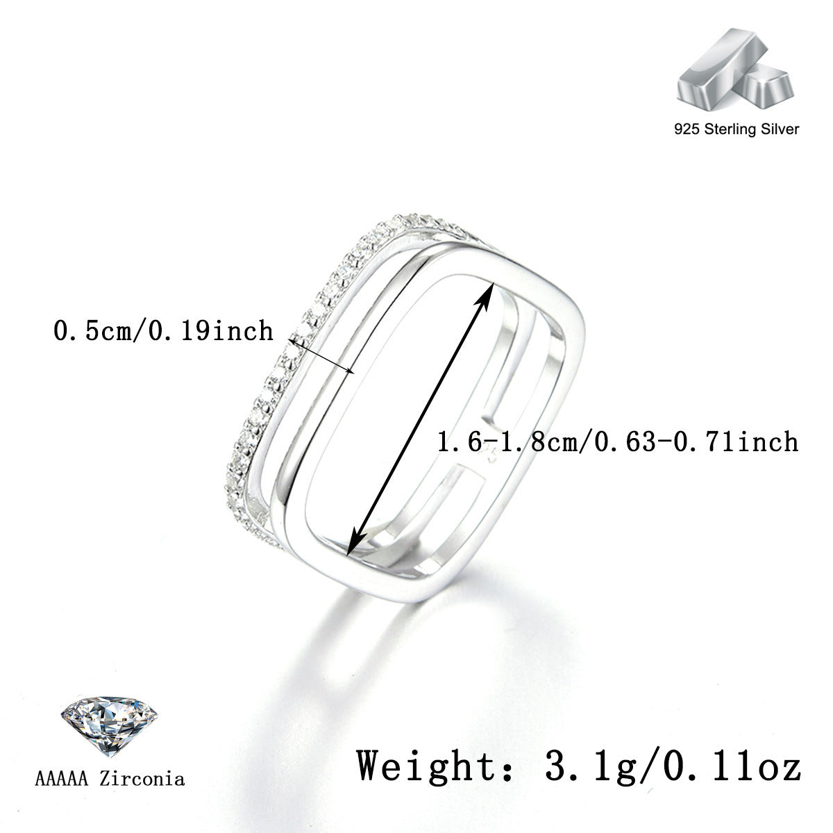 Micro Zircon Geometric Ring - S925 Silver Minimalist Light Luxury