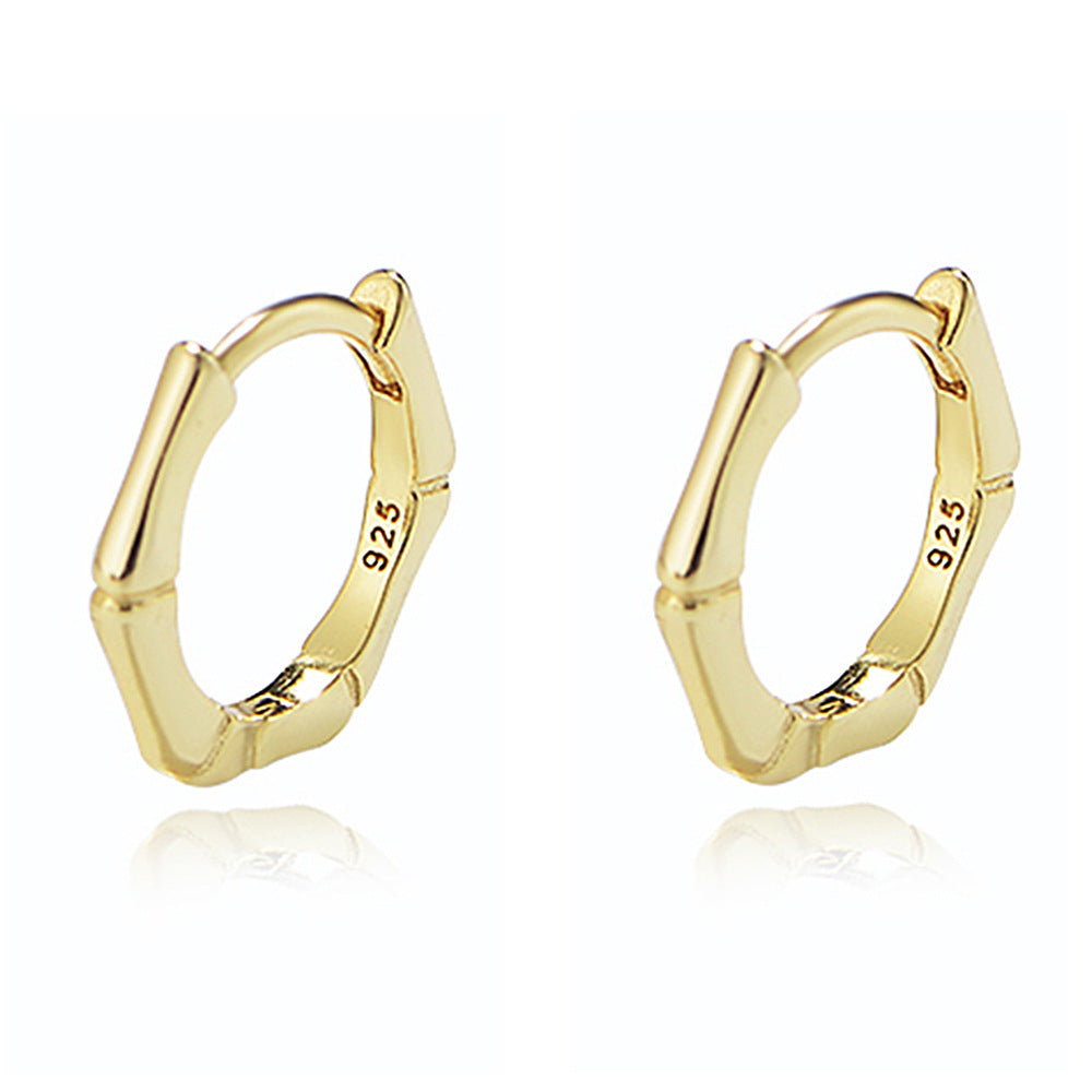 925 Sterling Silver Bamboo Square Hoop Earrings, Geometric Jewelry