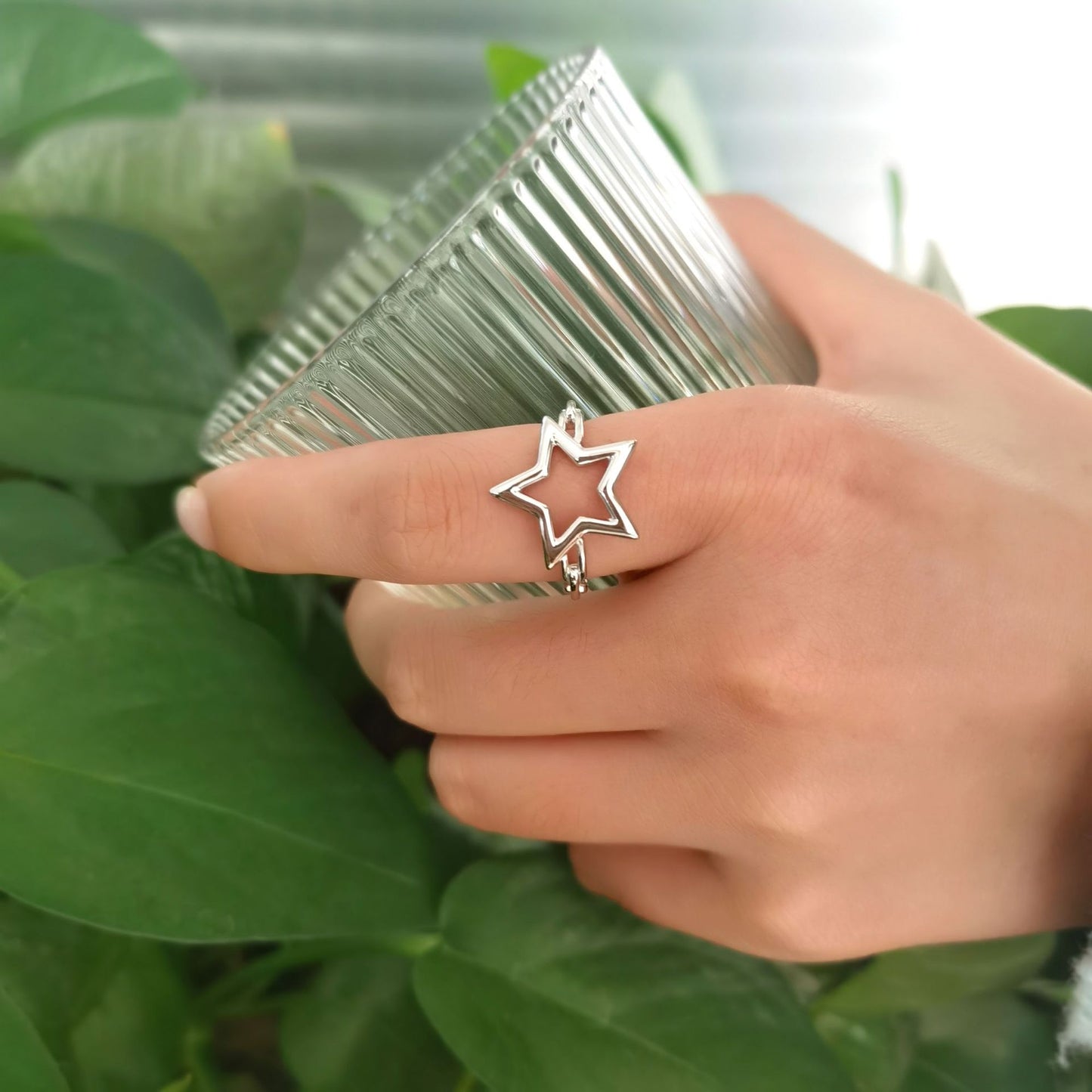 Star Moon Geometric Ring - 925 Silver Minimalist Wholesale Jewelry
