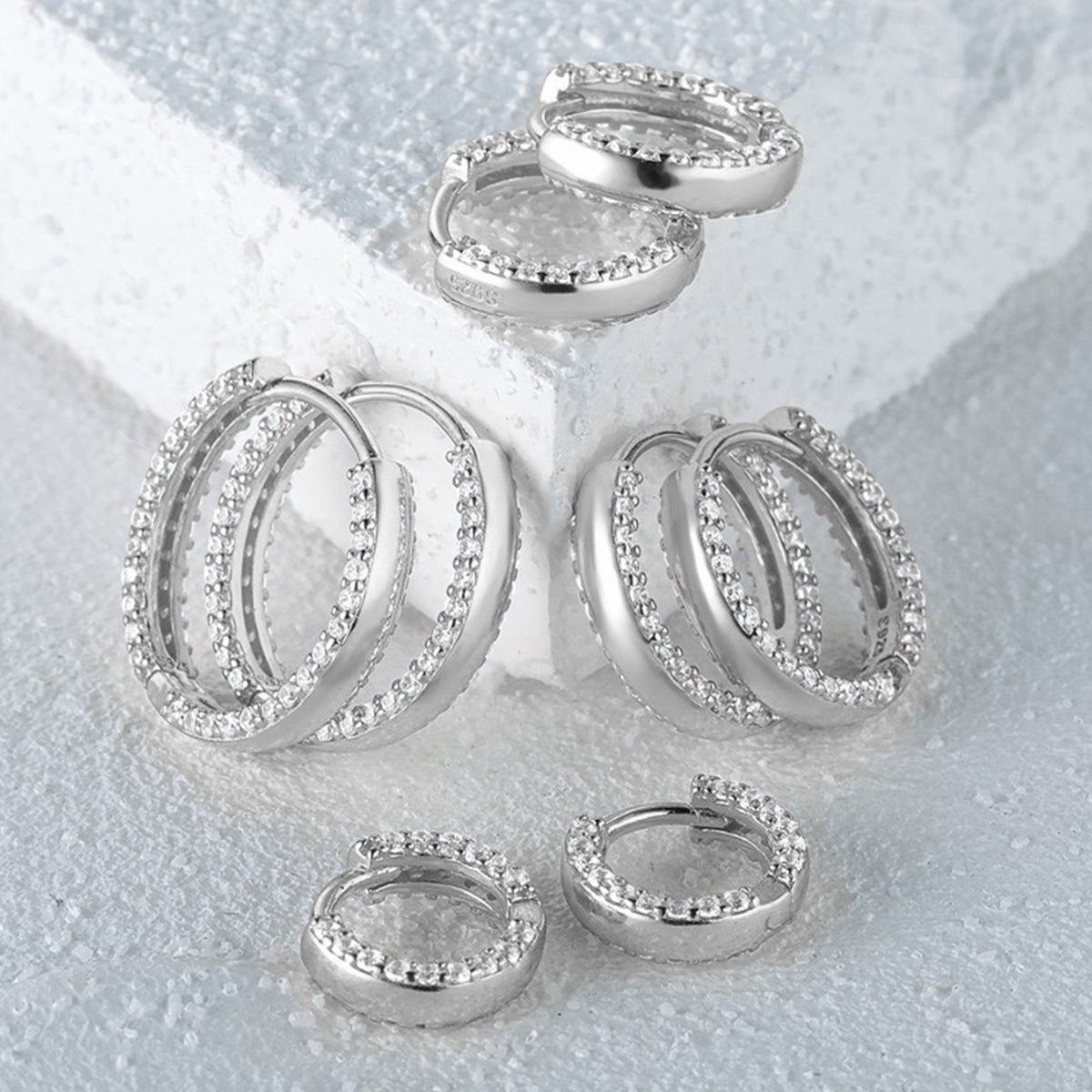 Zircon Hoop Ear Cuffs - S925 Silver Minimalist Niche Everyday