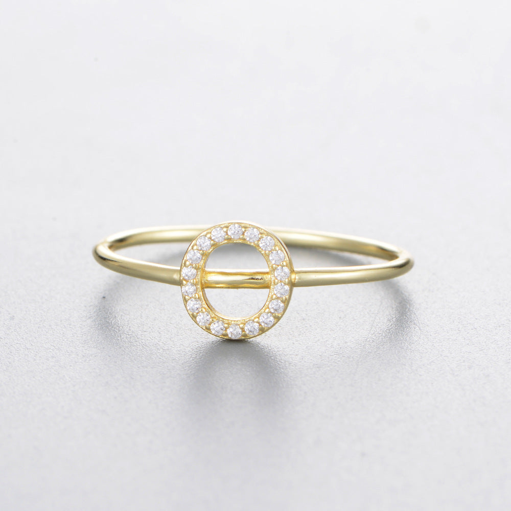 925 Sterling Silver 26 Alphabet Zirconia Rings, Minimalist Stackable Initial Jewelry