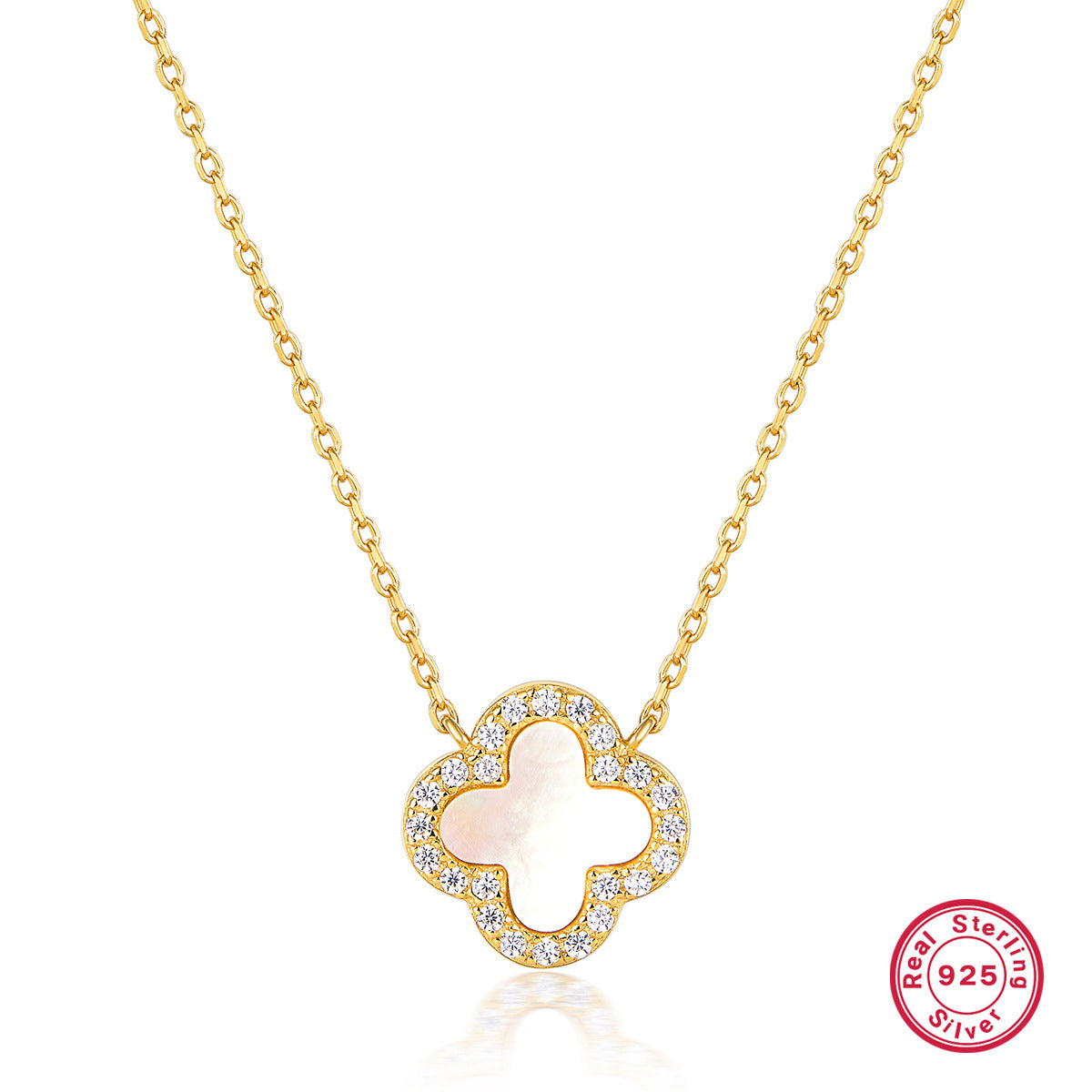 Four Leaf Clover Necklace & Earrings Set - Sterling Silver Black Agate Jewelry Gift