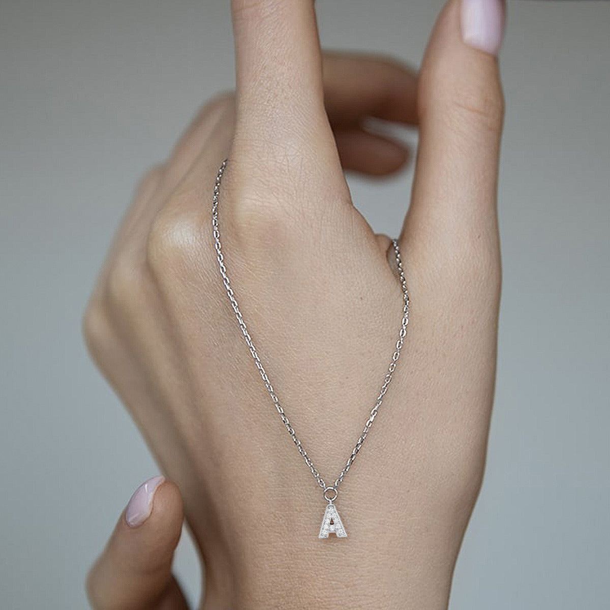 Custom Letter Necklace - 925 Silver Zircon Light Luxury Jewelry