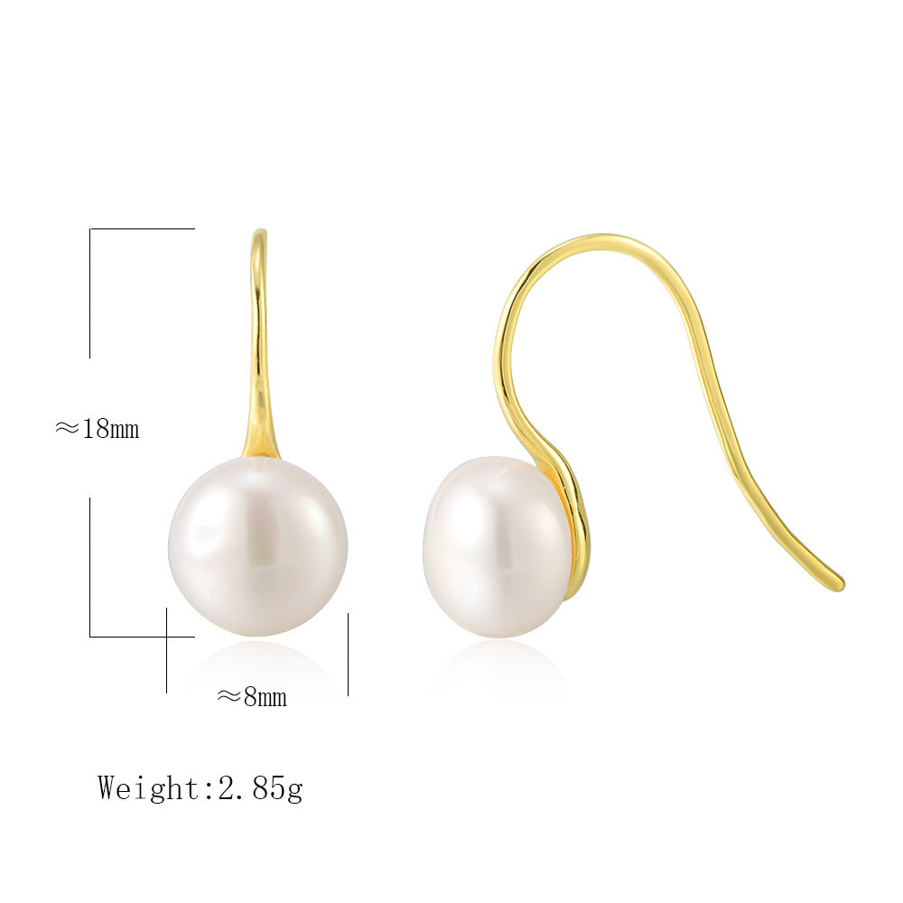 S925 Silver Freshwater Pearl Dangle Earrings - Creative High-Heel Aesthetic
