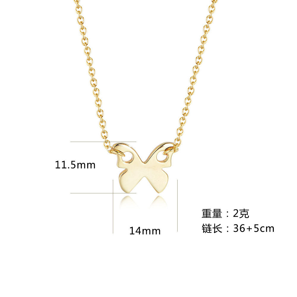 925 Sterling Silver Gold-Plated Butterfly Pendant Necklace, Minimalist Jewelry