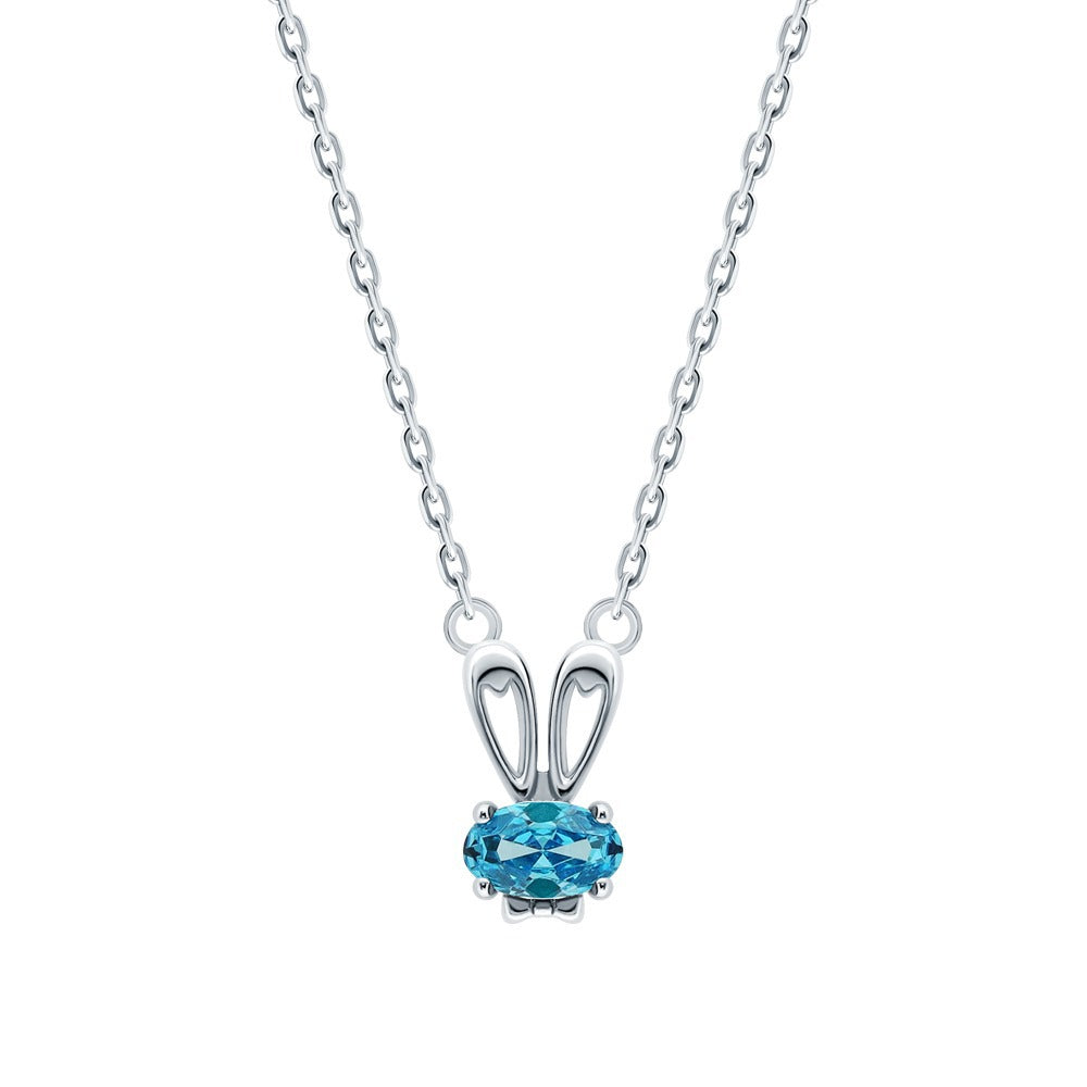 Blue Zircon Rabbit Jewelry Set - S925 Sterling Silver Cute Matching Wholesale