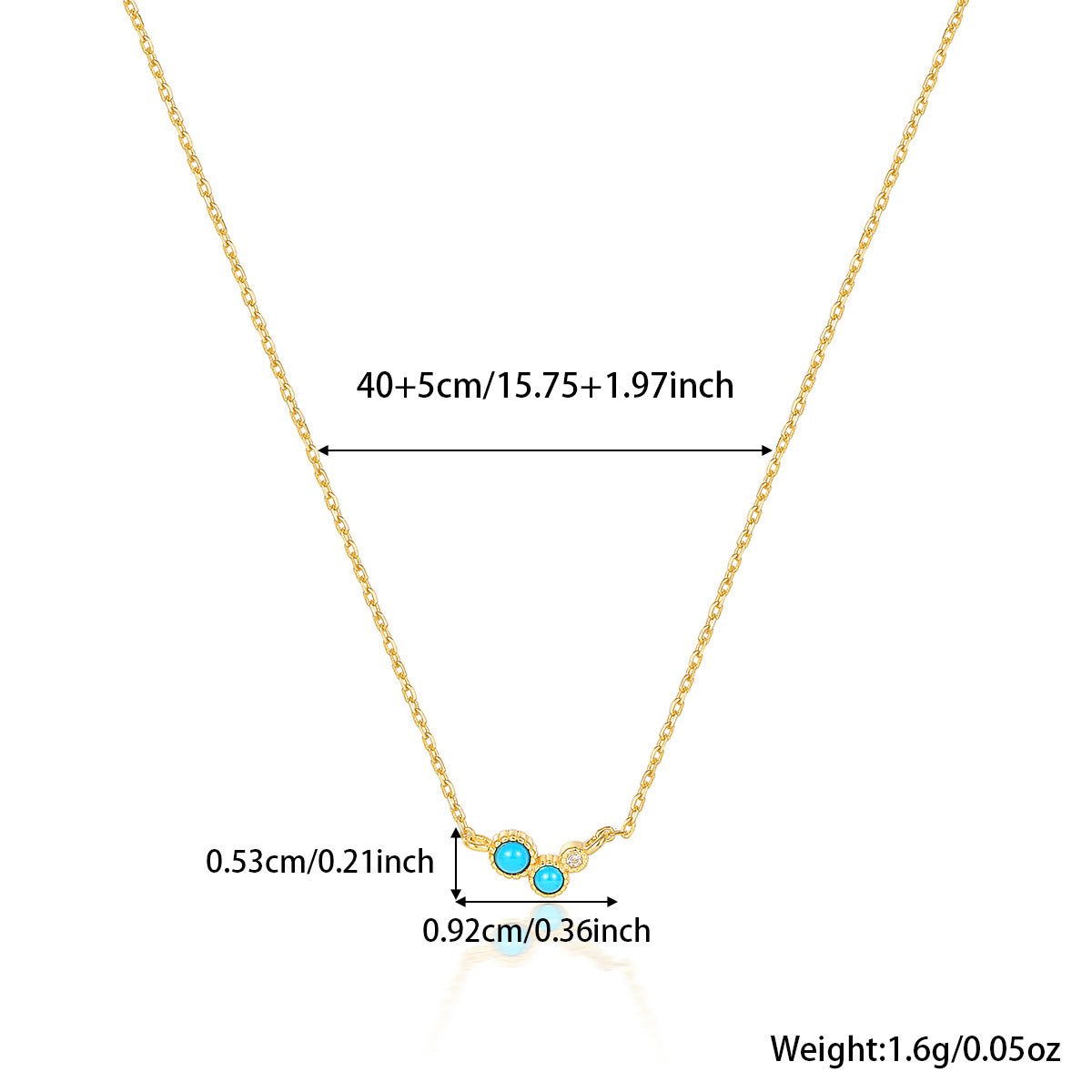 Turquoise Necklace - 925 Sterling Silver Retro Niche Collarbone Chain