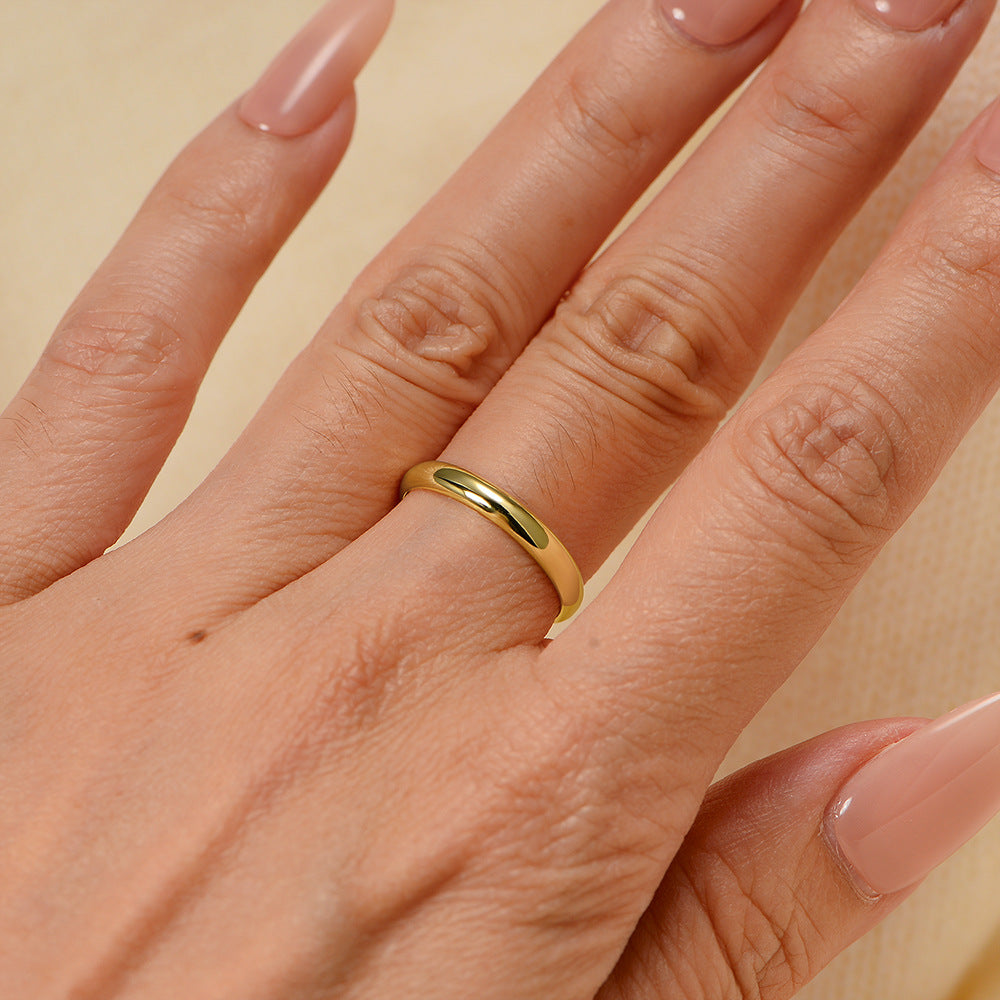 925 Sterling Silver 14K Gold Plated 3mm Plain Band Ring, Minimalist Sleek Hoop Jewelry