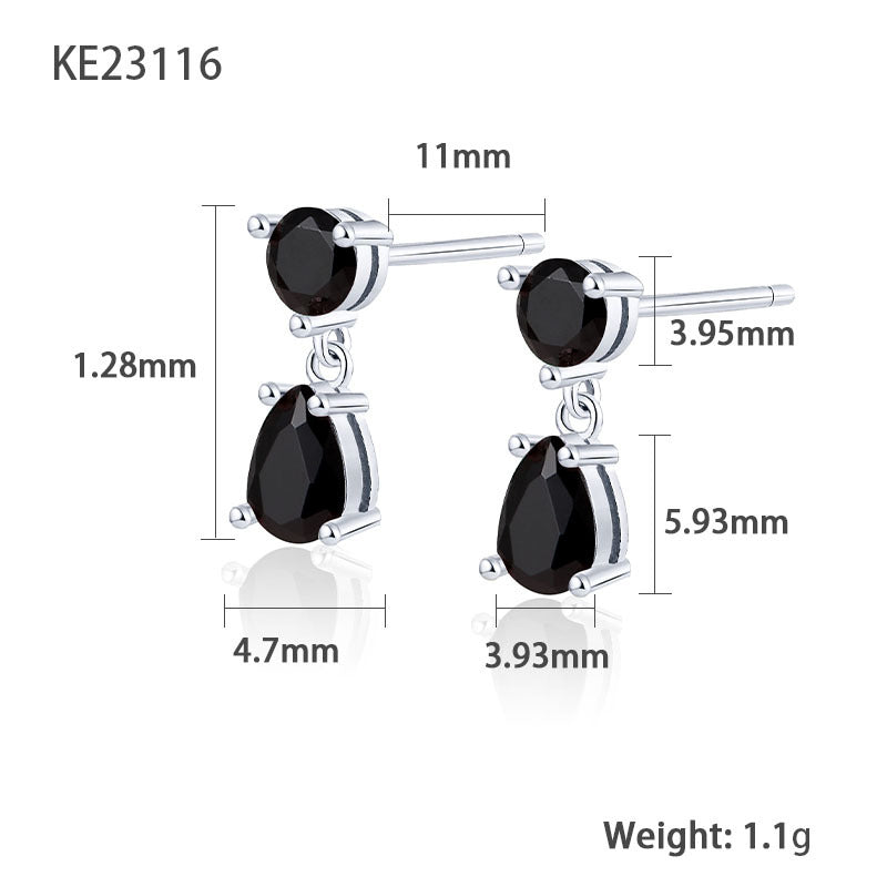 Teardrop Earrings - S925 Silver Colored Zircon Minimalist Earrings