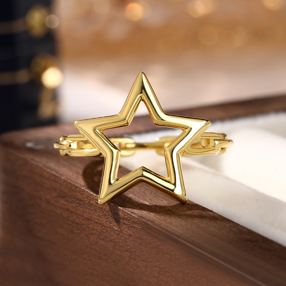 Star Moon Geometric Ring - 925 Silver Minimalist Wholesale Jewelry