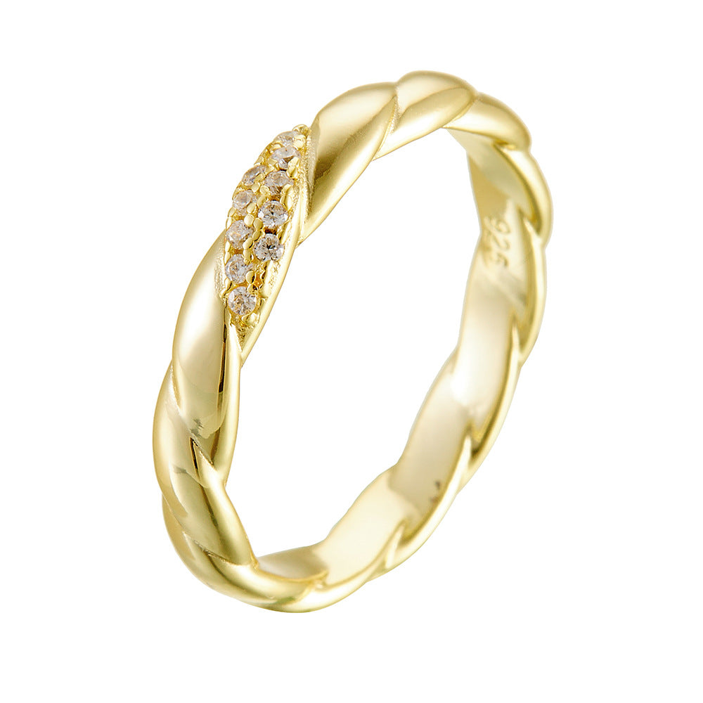 S925 Silver Retro Braided Wide Band Ring - Unique Chic Aesthetic Hand Jewelry