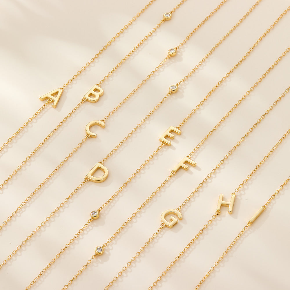Alphabet Necklace - S925 Silver Micro Zircon Trending Collarbone Chain