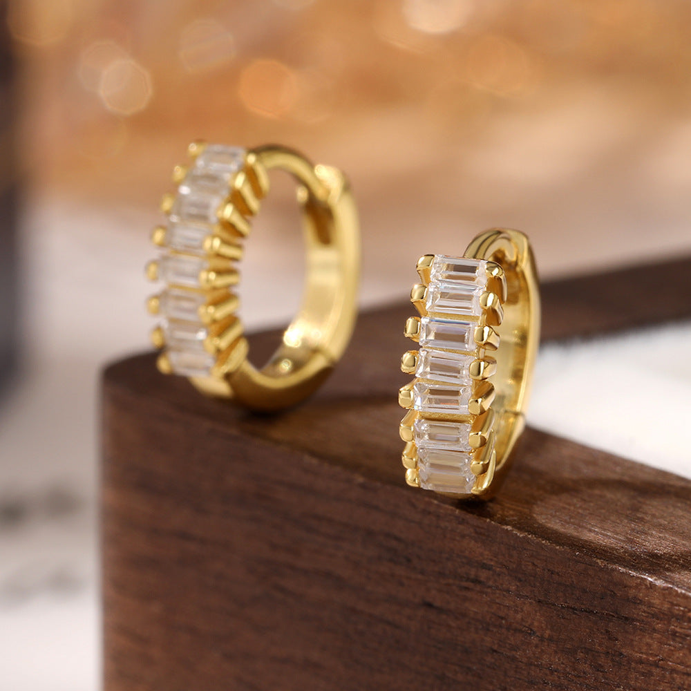 Color Zircon Hoop Earrings - 925 Silver Dopamine Niche Jewelry