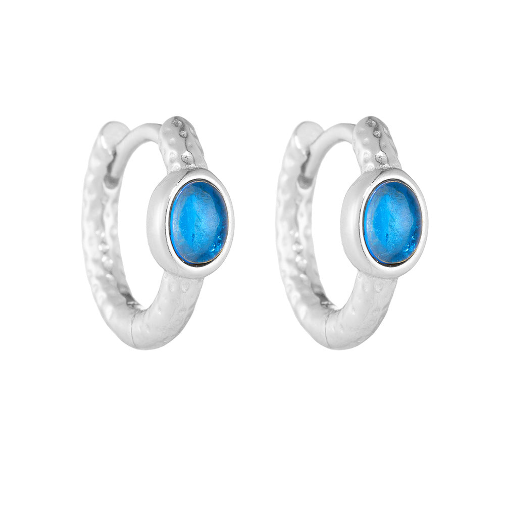 925 Sterling Silver Round Pave Zirconia Hoop Earrings, Minimalist High-End Jewelry