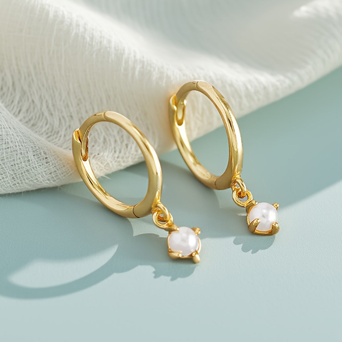 Shell Pearl Hoop Earrings - S925 Silver French Elegant Niche