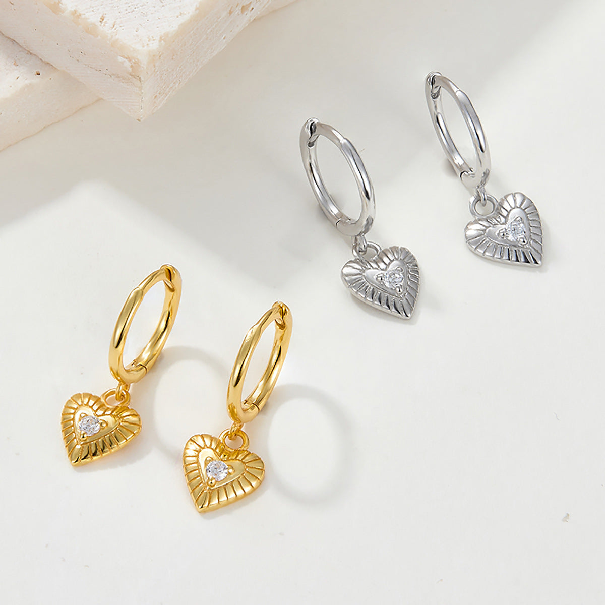 Heart Ear Cuffs - 925 Silver Stackable Light Luxury Wholesale