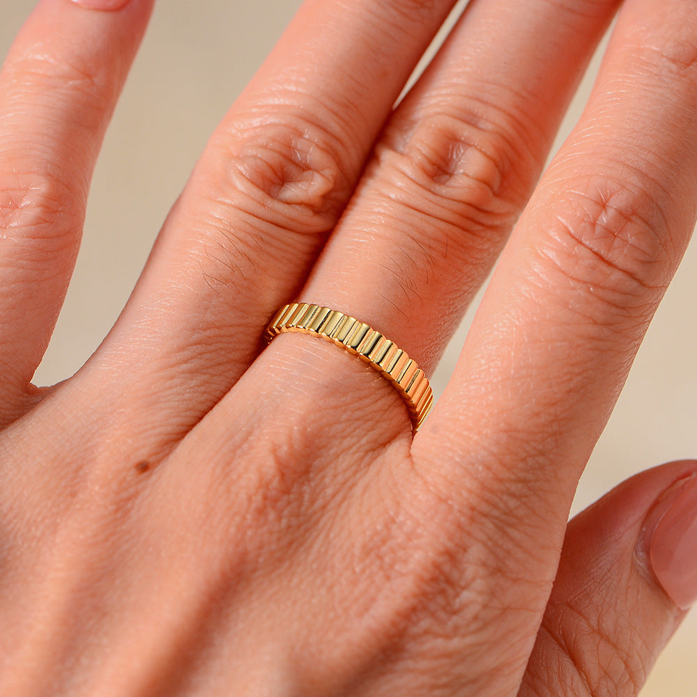 S925 Silver Modern Textured Band Ring - Unique Ins Style Aesthetic Accessory