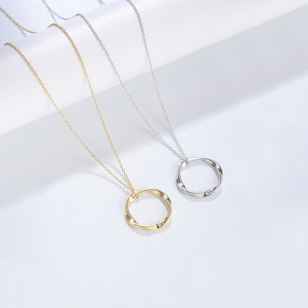 925 Sterling Silver Mobius Loop Couple Necklace, Infinite Love Pendant Jewelry