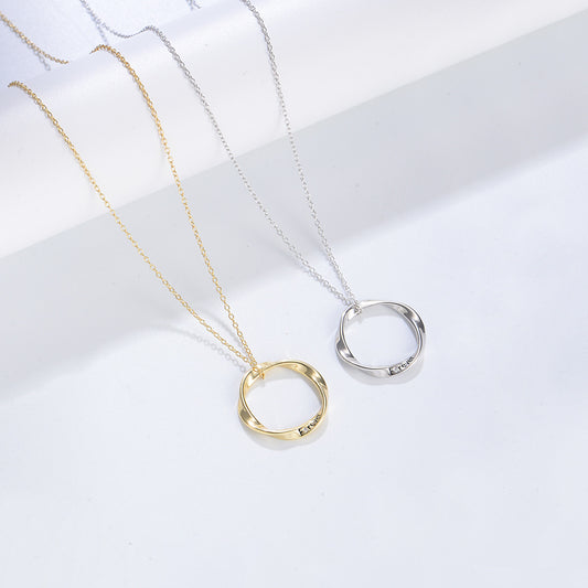 925 Sterling Silver Mobius Loop Couple Necklace, Infinite Love Pendant Jewelry