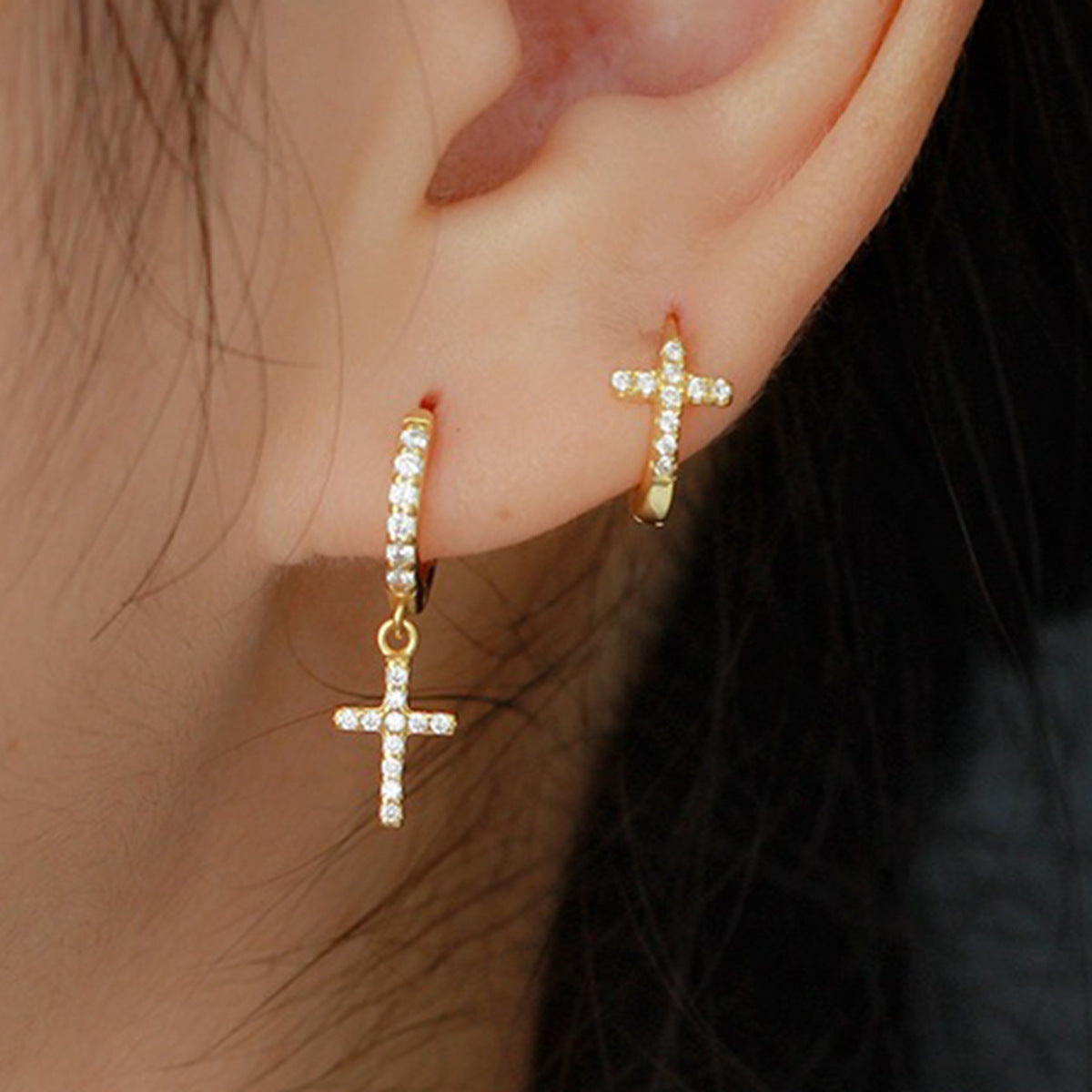 Geometric Cross Ear Cuffs - S925 Sterling Silver Sweet Cool Niche Earrings