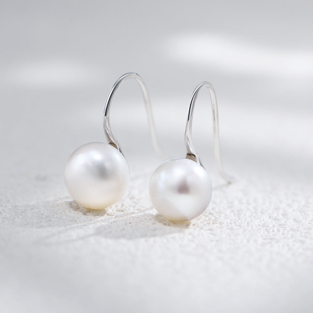S925 Silver Freshwater Pearl Dangle Earrings - Creative High-Heel Aesthetic