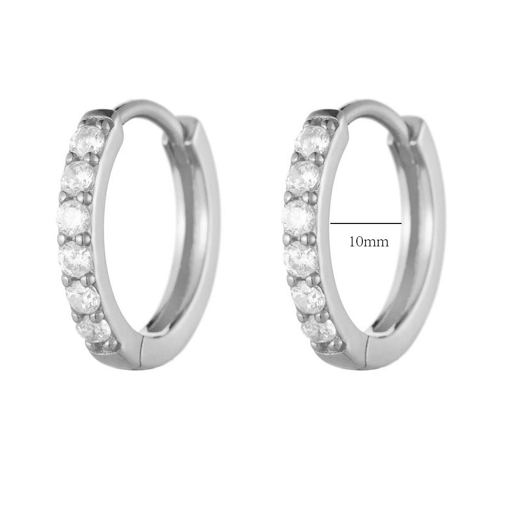 925 Sterling Silver Zirconia Huggie Hoop Earrings, Classic Round Geometric Cartilage Jewelry