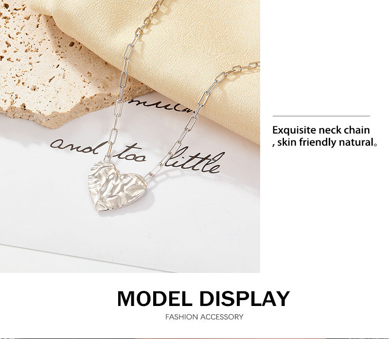 S925 Heart-Textured Necklace & Bracelet Set | Light Luxury Series