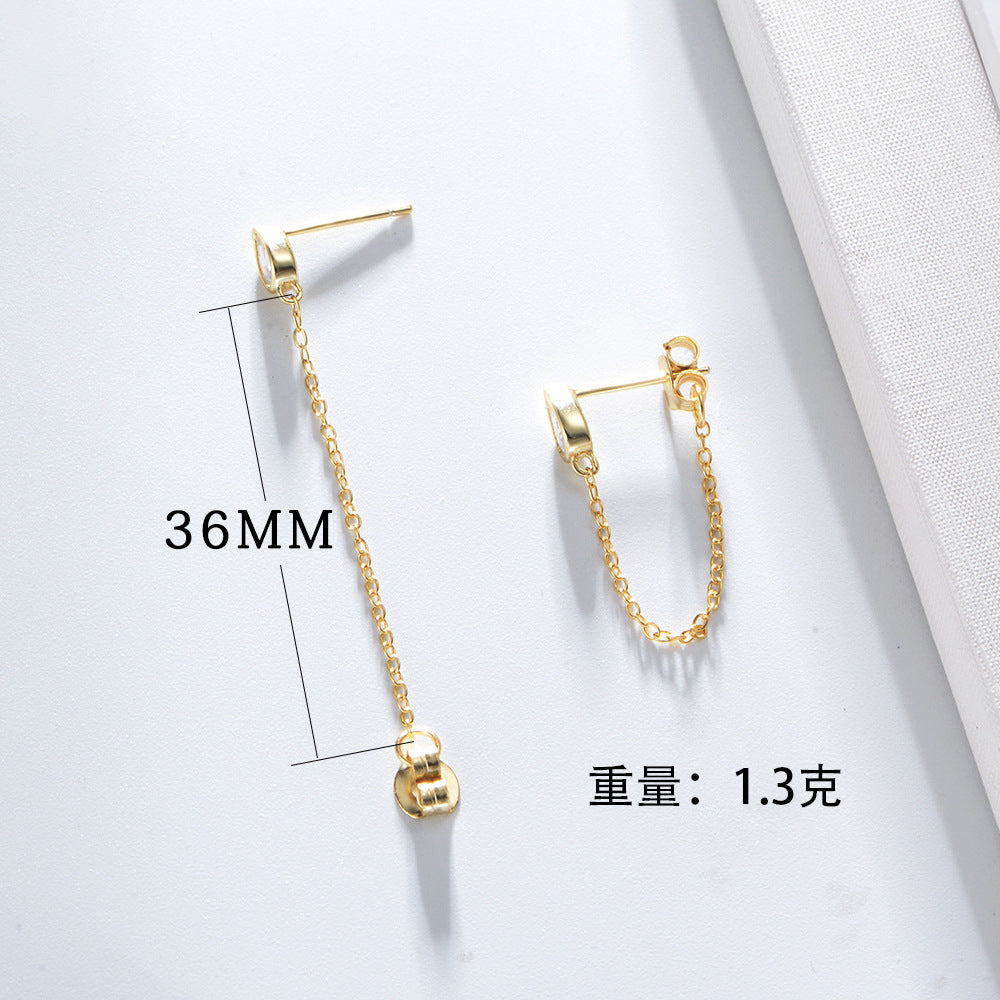 925 Sterling Silver Waterdrop Ear Jackets, CZ Chain Drop Earrings