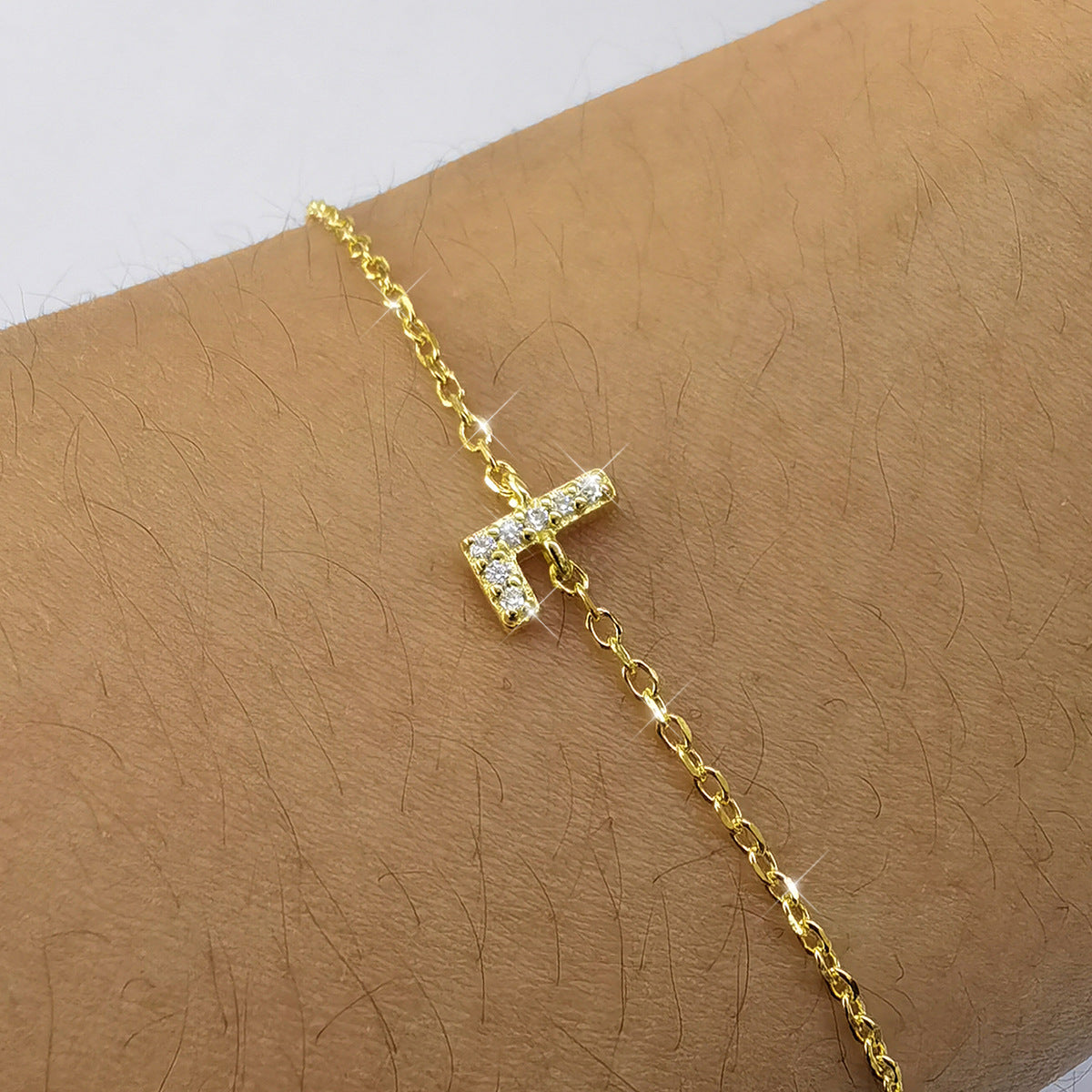 Alphabet Zircon Bracelet - 925 Silver Light Luxury Niche Jewelry