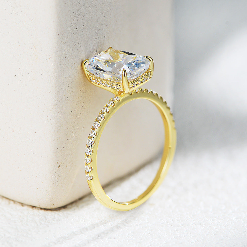 925 Sterling Silver Ice Flower Cut Zirconia Ring Set, High-End Light Luxury Ins Style Stacking Jewelry