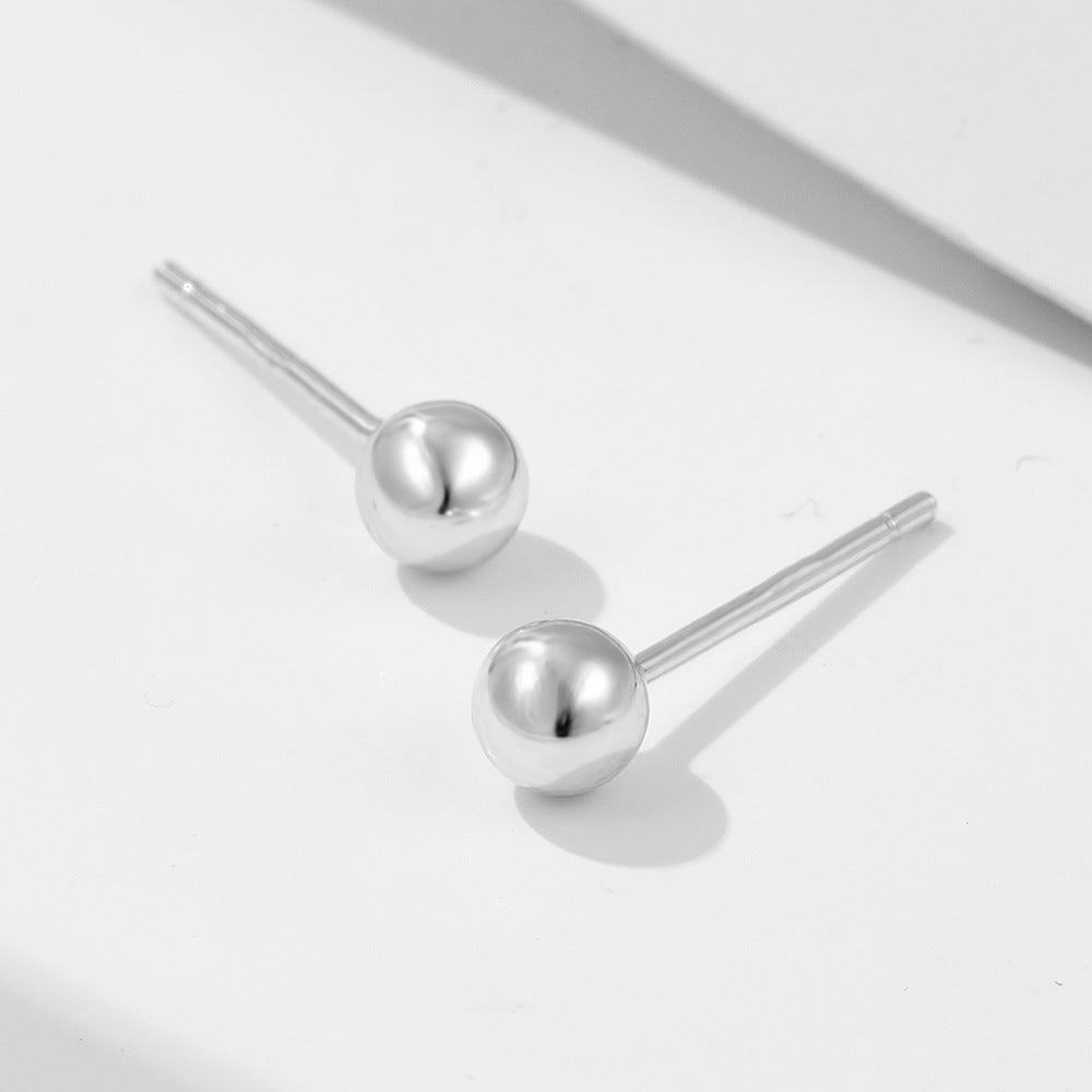 925 Sterling Silver Mini Round Bead Stud Earrings, Minimalist Sleep-in Tiny Jewelry