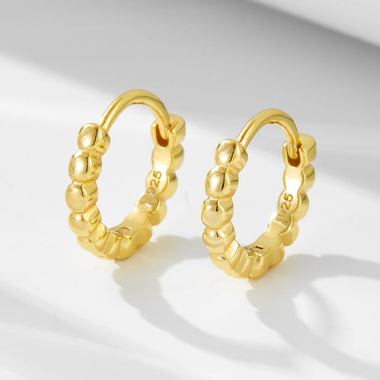 S925 Silver Retro Geometric Circle Hoops - High-End Aesthetic Huggie Earrings