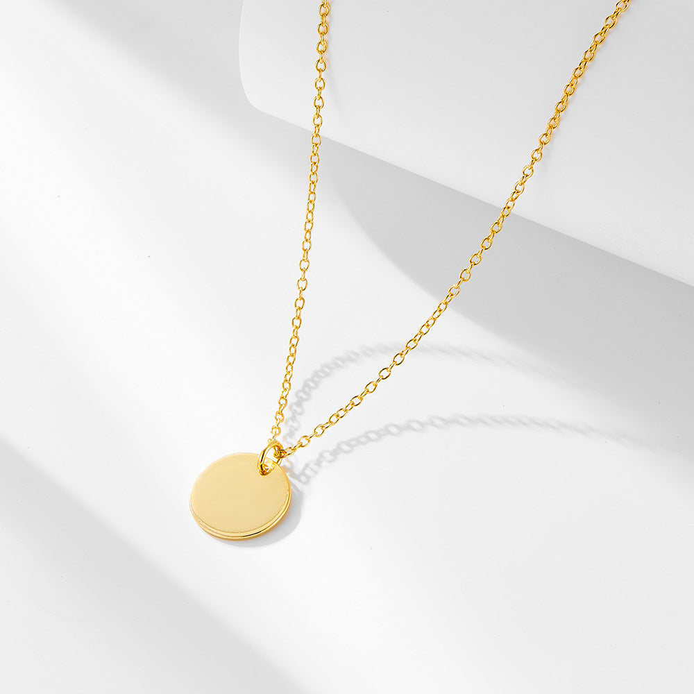 925 Sterling Silver Vintage Round Medallion Necklace, Minimalist Layered Clavicle Chain