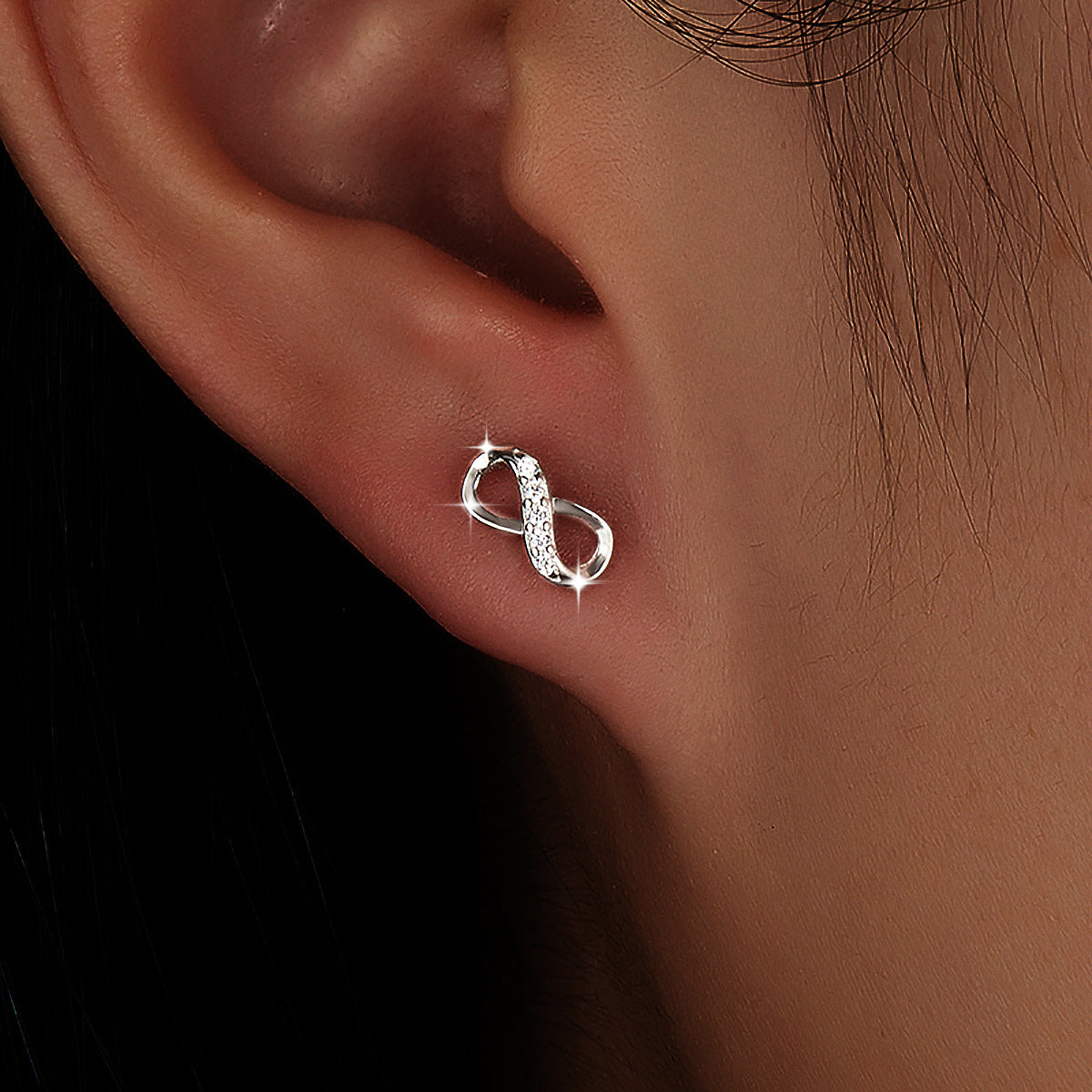 Infinity Zircon Studs - 925 Silver Minimalist Light Luxury Wholesale