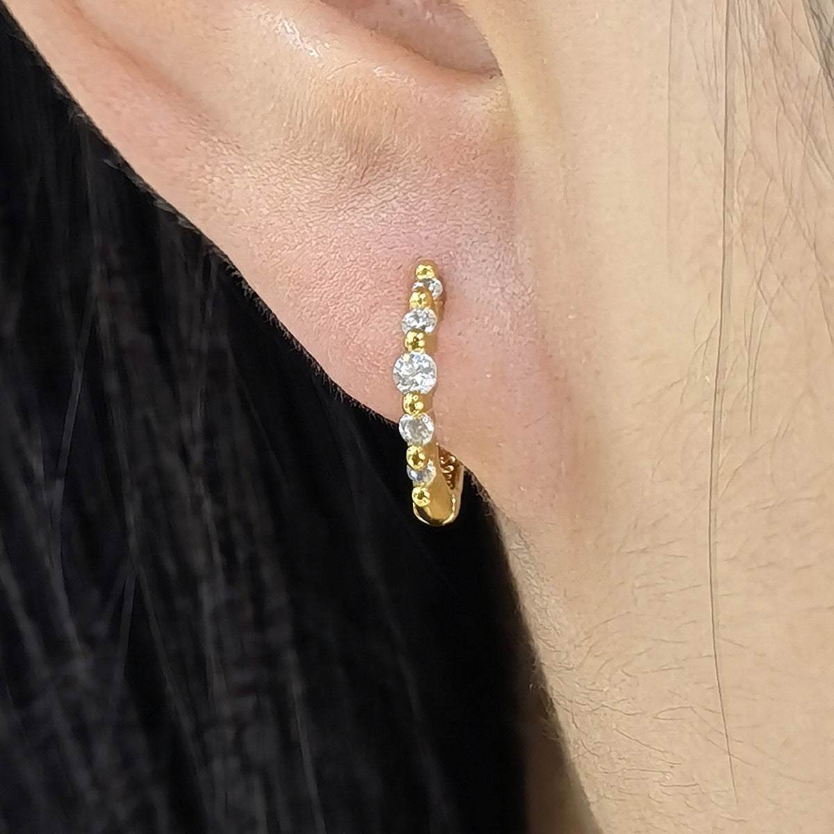 Diamond Hoop Earrings - S925 Silver Geometric Niche Ear Jewelry