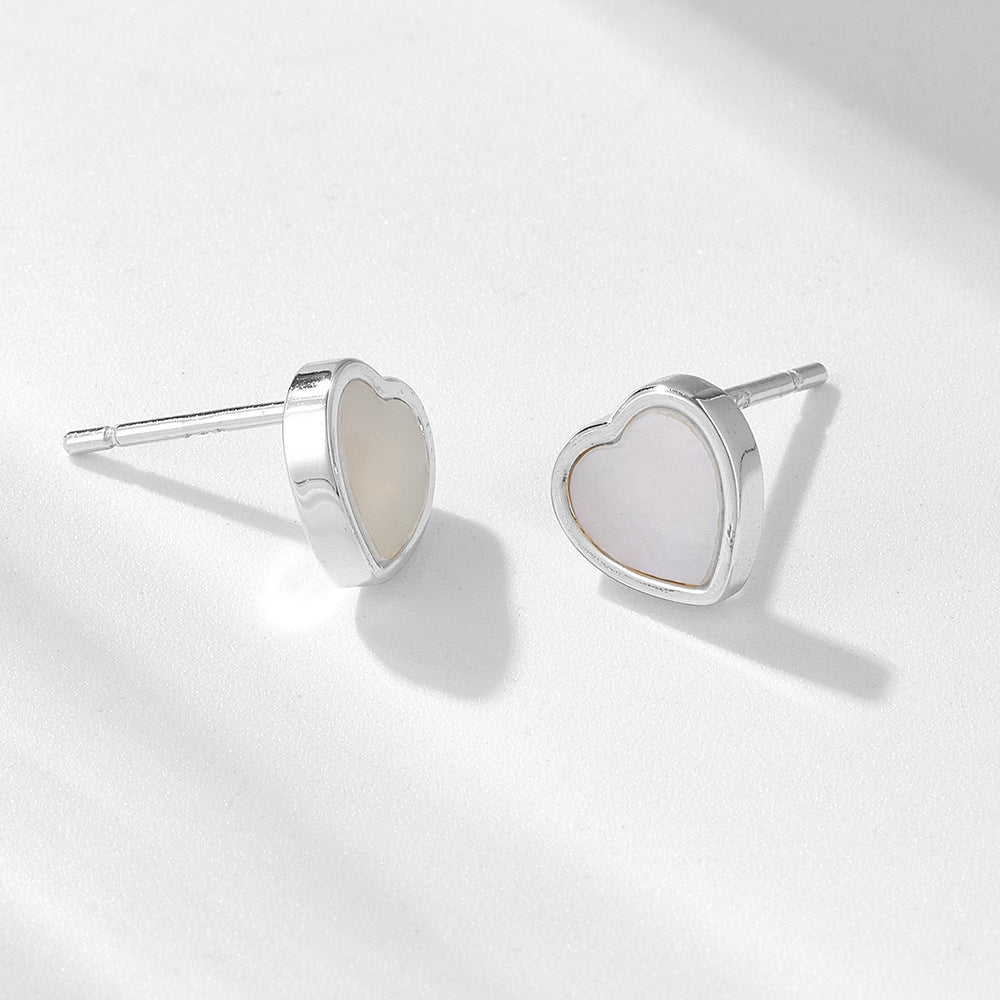 S925 Silver Elegant Shell Heart Earrings - Unique Chic Versatile Studs
