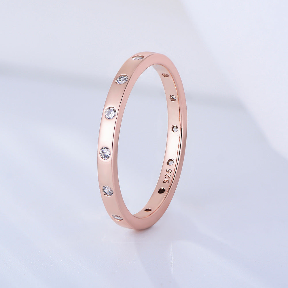 925 Sterling Silver Stackable Rings, Thin Zirconia Band Set