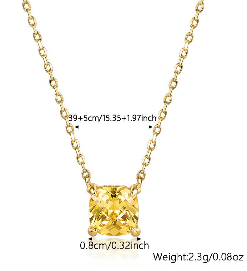 S925 Multicolor Zircon Set | Square Earrings, Ring & Necklace